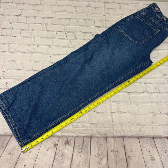 Free People We The Free Palmer Cuffed Wide Leg Jeans Size 29 Blue Denim D054 -17 - Picture 6 of 16